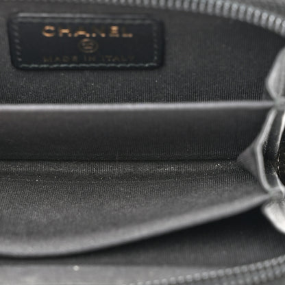 Chanel Caviar Quilted Boy Zip Around Coin Purse Wallet Black 5 of 8