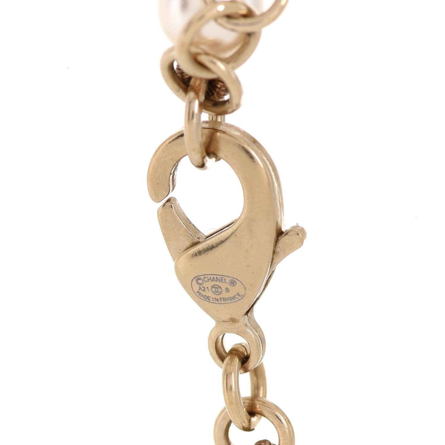 Chanel Pearl Crystal CC Heart Short Necklace Pearly White Gold 5 of 6