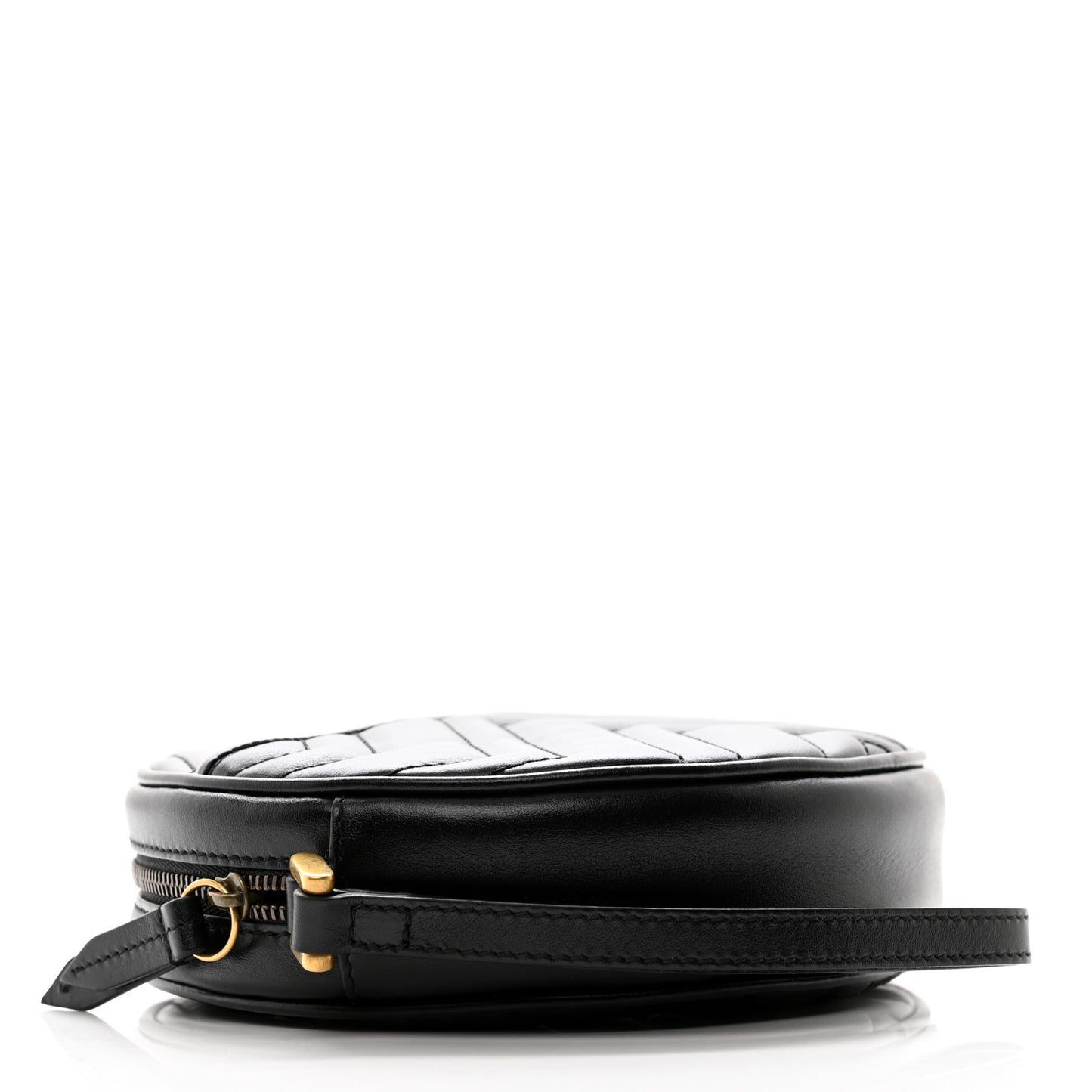 Calfskin Matelasse GG Marmont Round Wrist Wallet Black