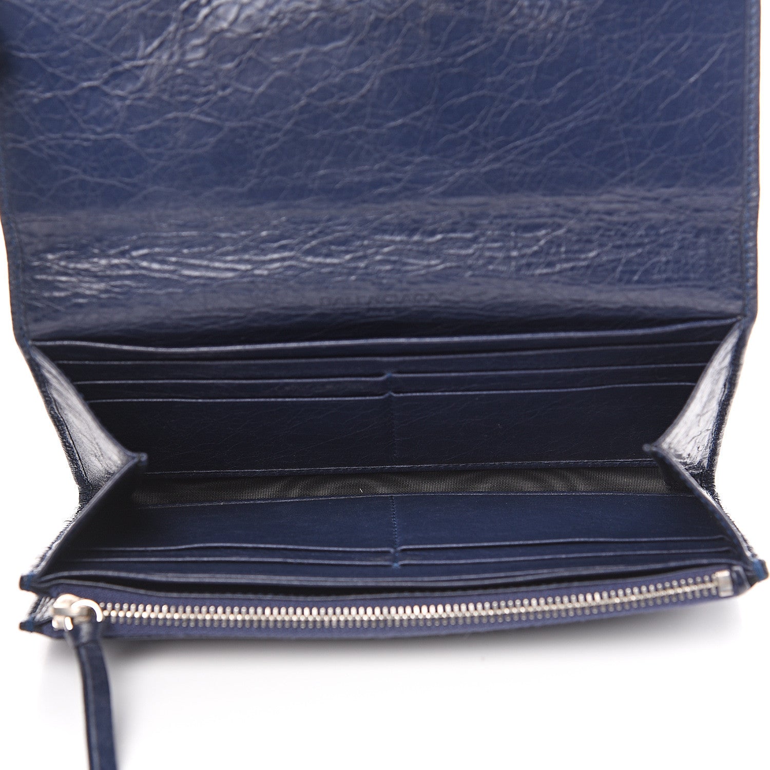 Balenciaga Agneau Classic Silver Hardware Money Wallet Bleu Obscur 4 of 7