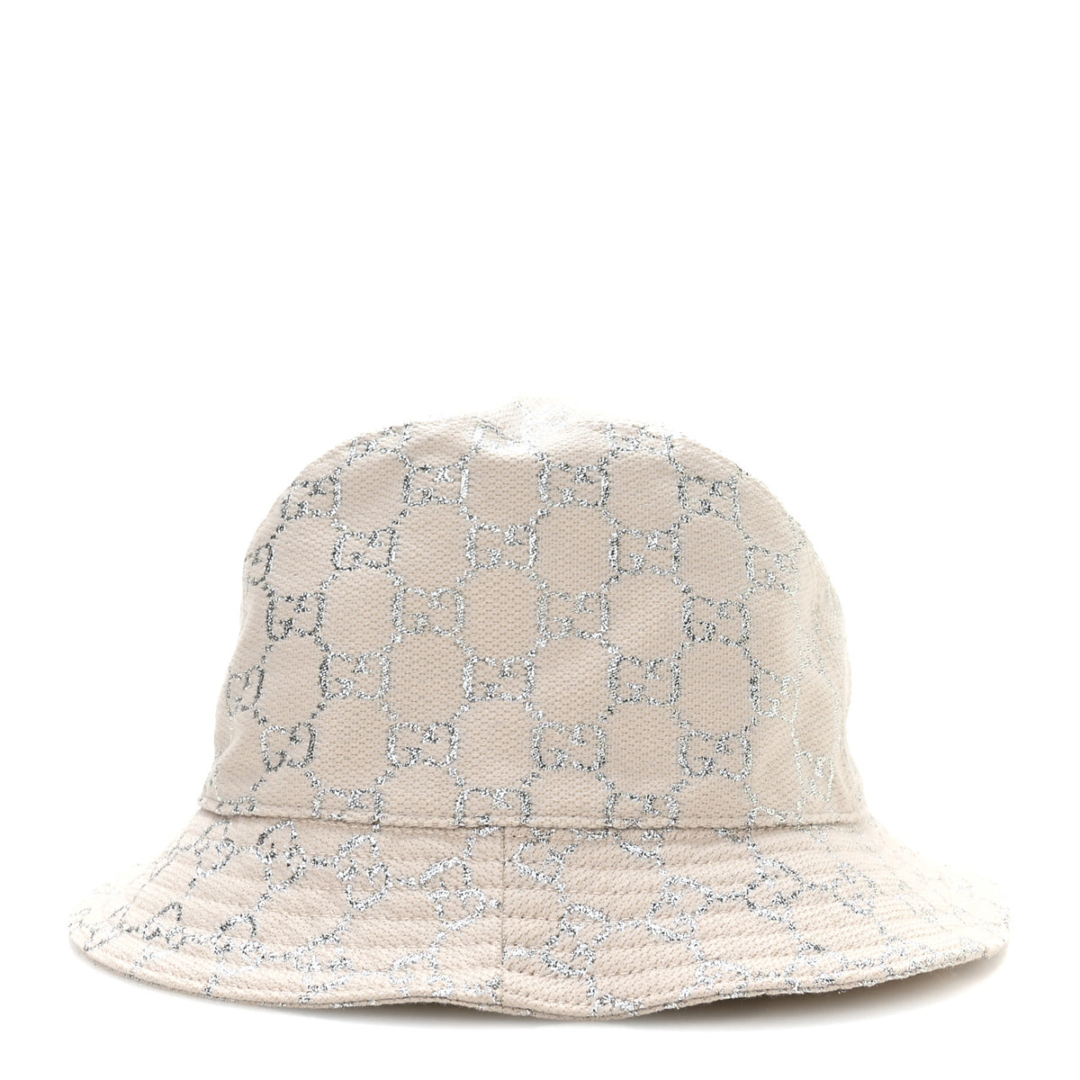 Gucci Canvas Lame GG Monogram Bucket Hat M Gardenia Silver 3 of 9