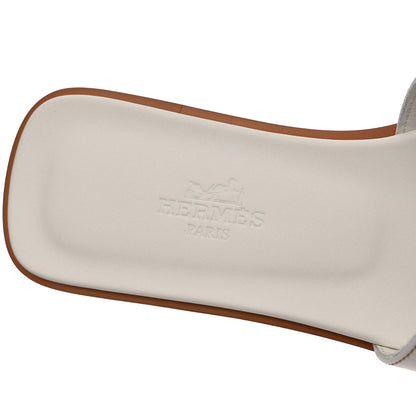 Hermes Box Calfskin Oran Sandals 35 White 7 of 9