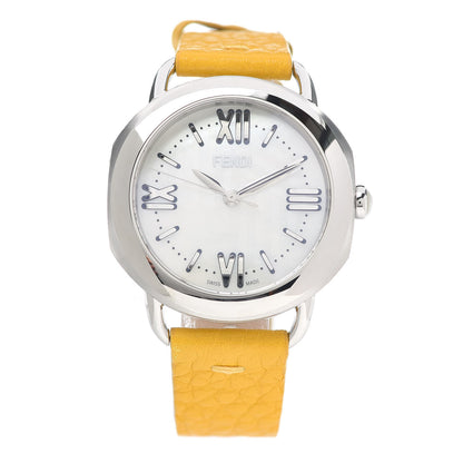 Fendi Stainless Steel Calfskin Mother of Pearl 36mm Selleria Quartz Watch Yellow 1 of 5