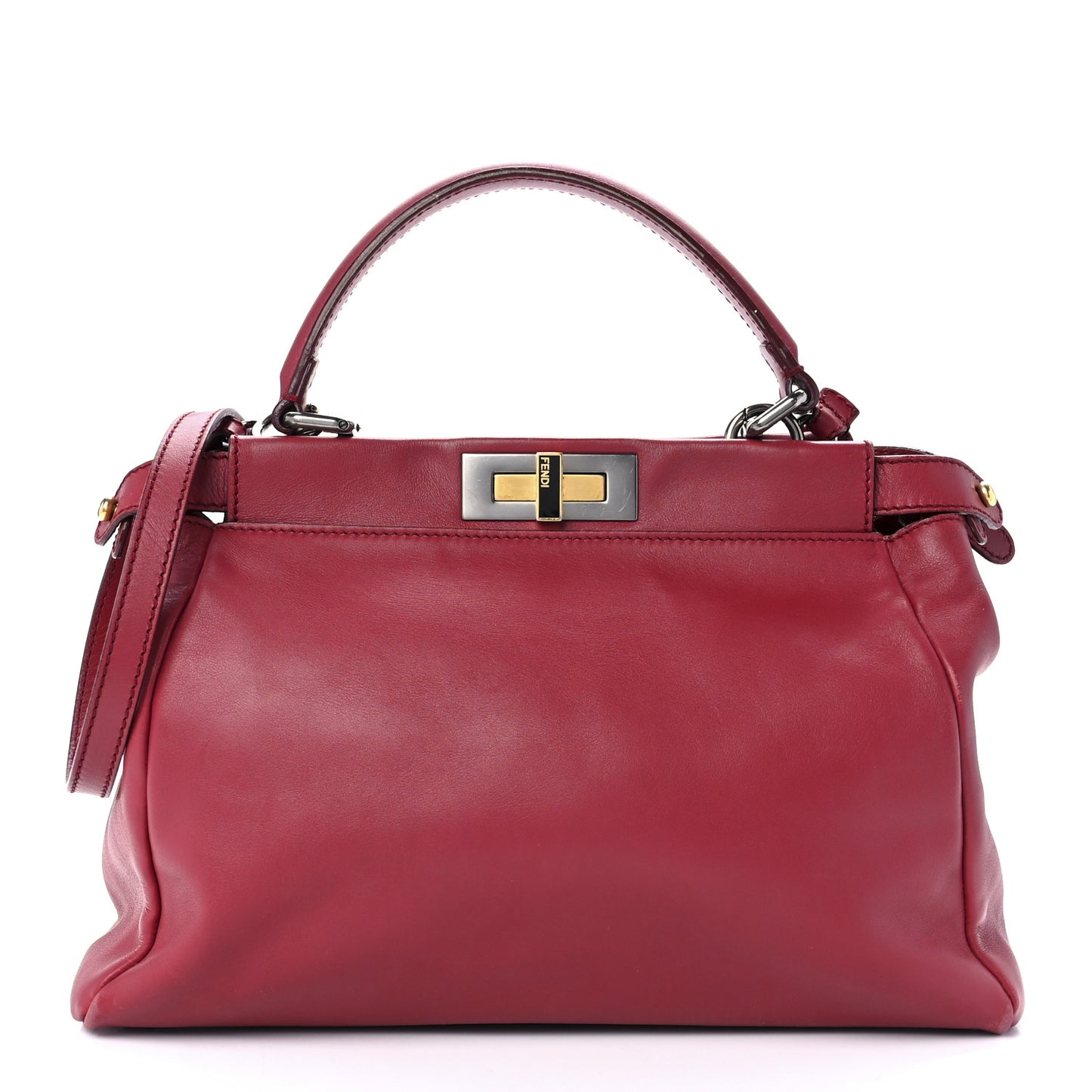 Vitello Suede Medium Peekaboo Iconic Satchel Rubino Peonia