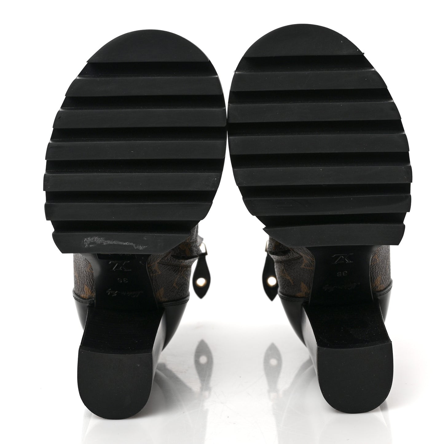 Patent Calfskin Monogram Star Trail Ankle Boots 36 Black