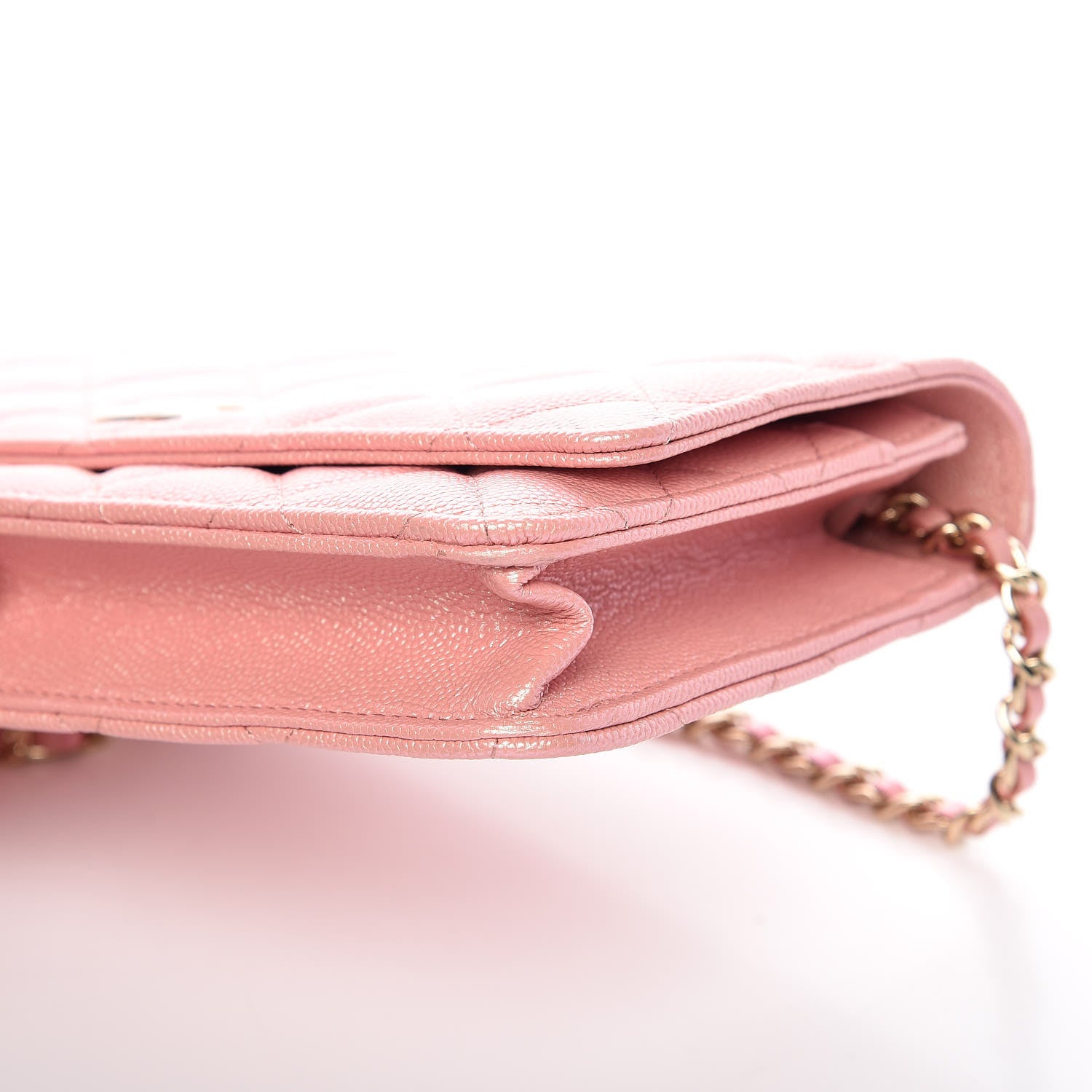 Chanel Iridescent Caviar Quilted Wallet on Chain WOC Rose Pink 5 of 11