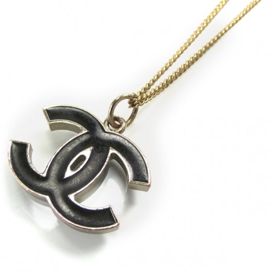 CC Logo Pendant Necklace Black