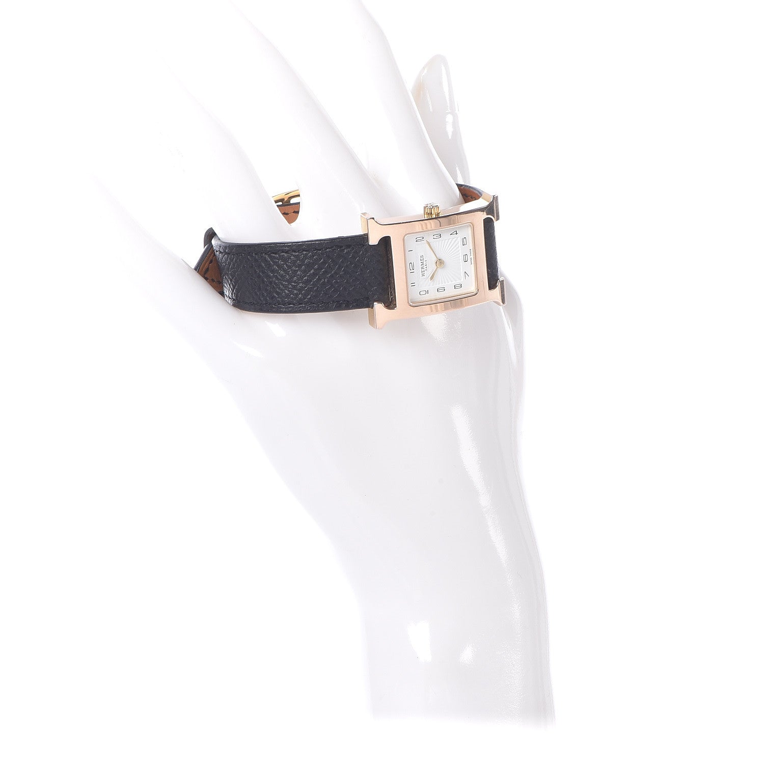 Hermes Stainless Steel Epsom 21mm Heure H Hour Quartz Watch Noir 2 of 12