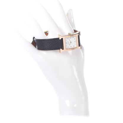 Hermes Stainless Steel Epsom 21mm Heure H Hour Quartz Watch Noir 2 of 12