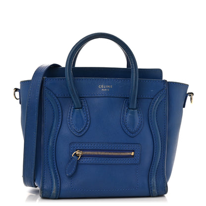Celine Drummed Calfskin Nano Luggage Indigo 1 of 14