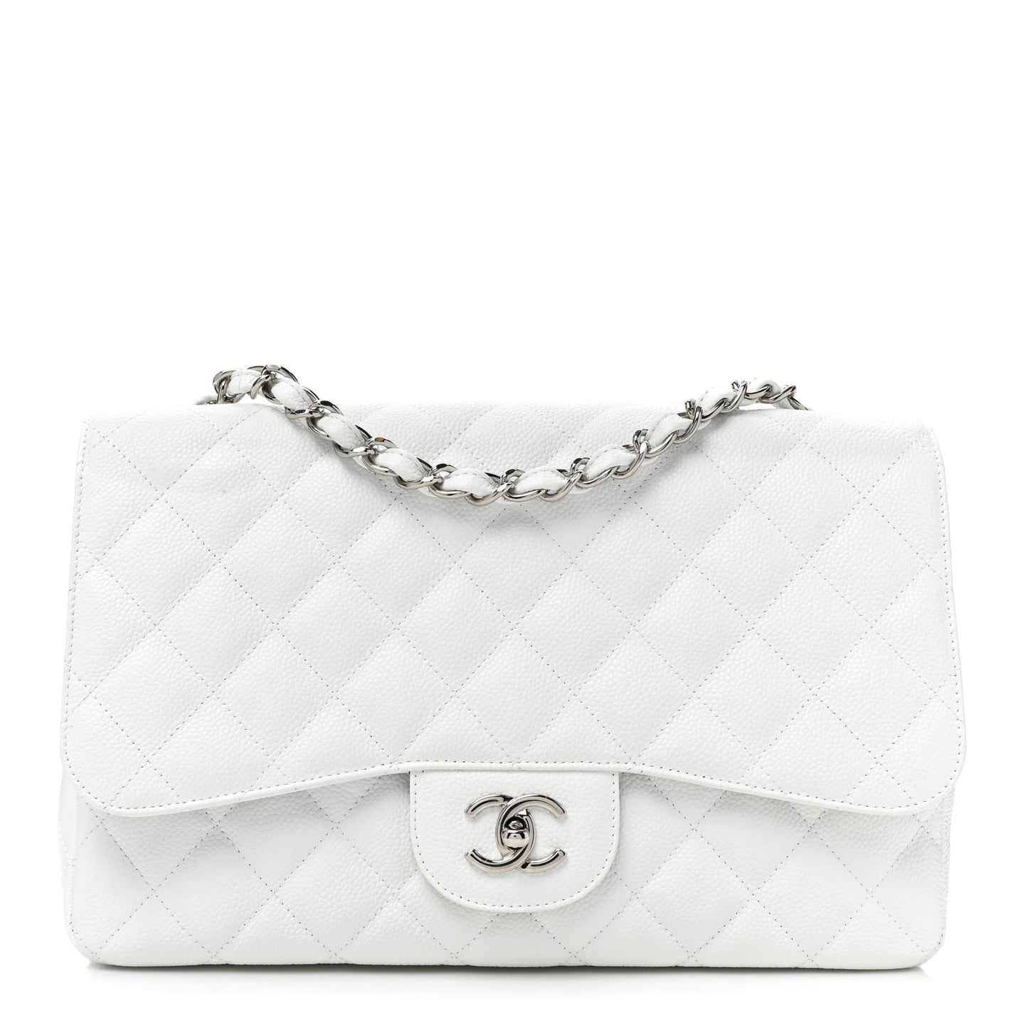 Caviar Quilted Jumbo Single Flap White
