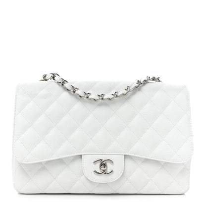 Chanel Caviar Quilted Jumbo Single Flap White 1 of 9
