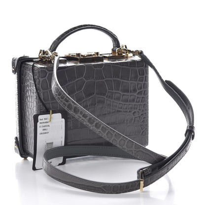 MCM Calfskin Crocodile Embossed Small Berlin Crossbody Charcoal 3 of 11