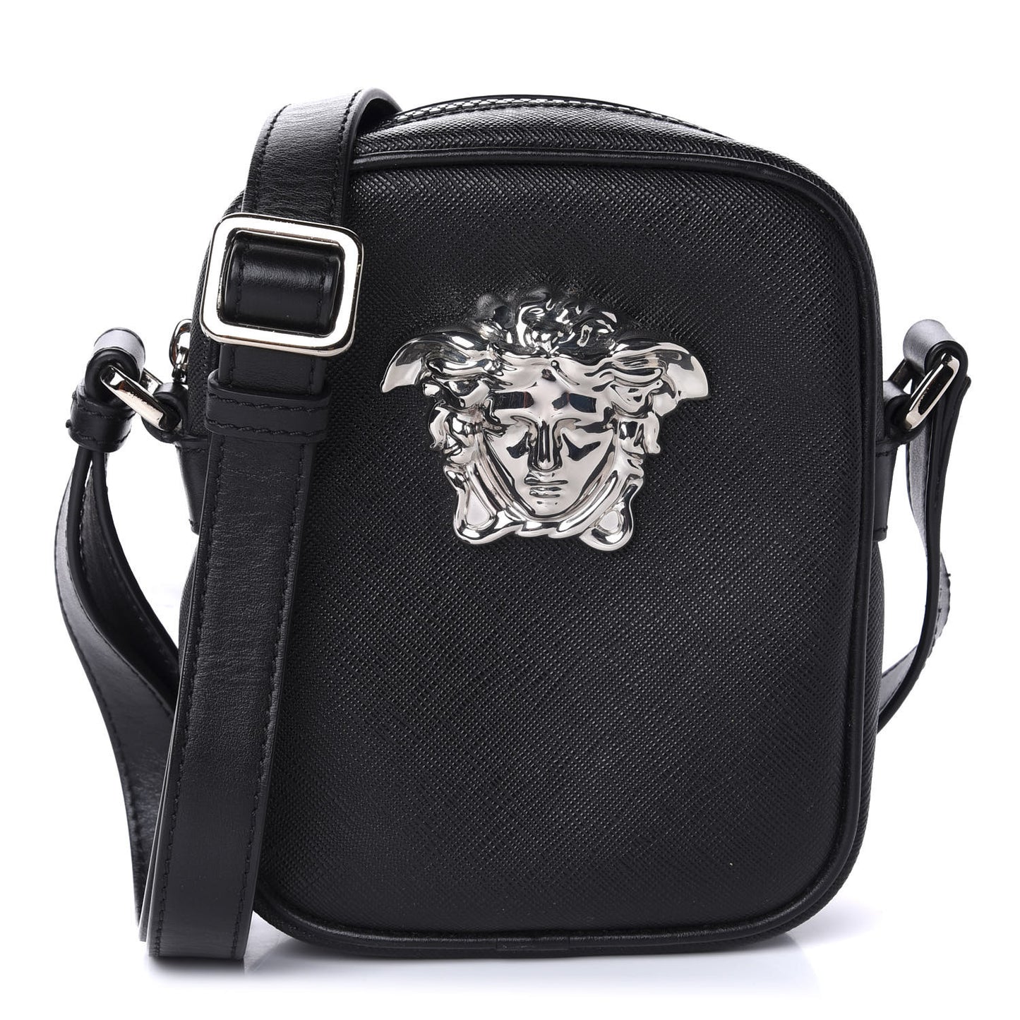 Saffiano Small Medusa Messenger Bag Black