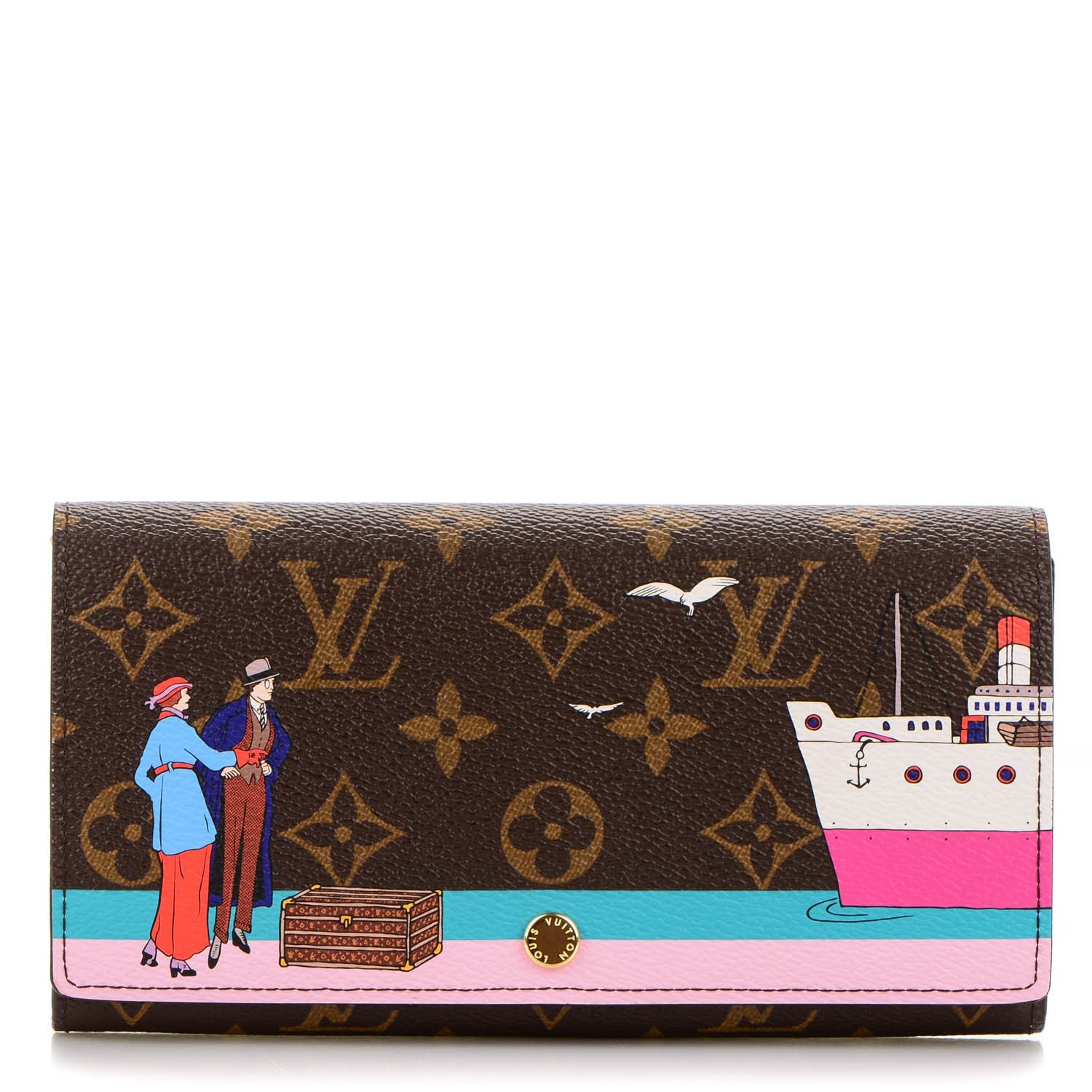 Louis Vuitton Monogram 2016 Christmas Animation Sarah Wallet Rose Ballerine 1 of 7