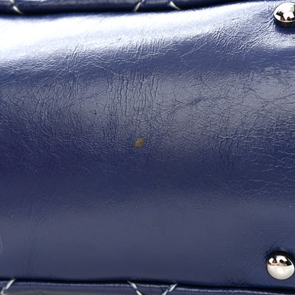 Chanel Glazed Goatskin Double Stitch Shoulder Bag Navy Blue 14 of 15