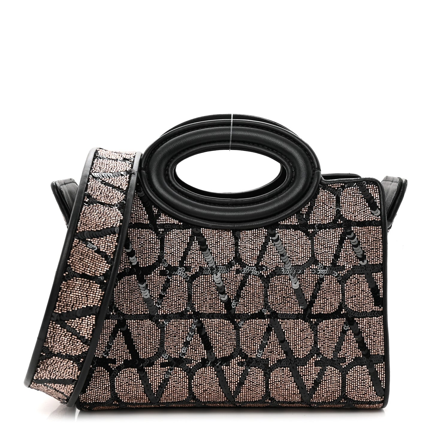 Sequins Toile Iconographe Calfskin Beaded Mini Le Troisieme Shopping Bag Black Rose