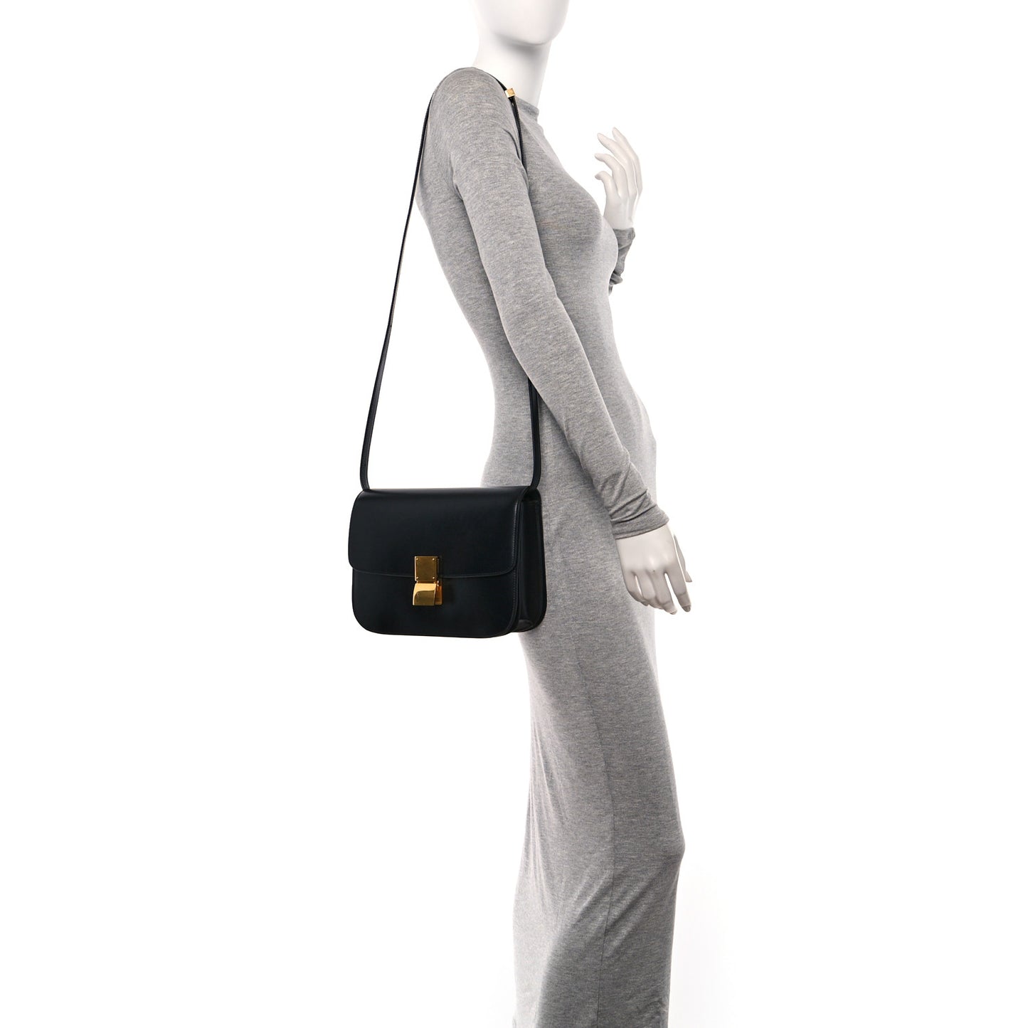 Box Calfskin Medium Classic Box Flap Bag Black