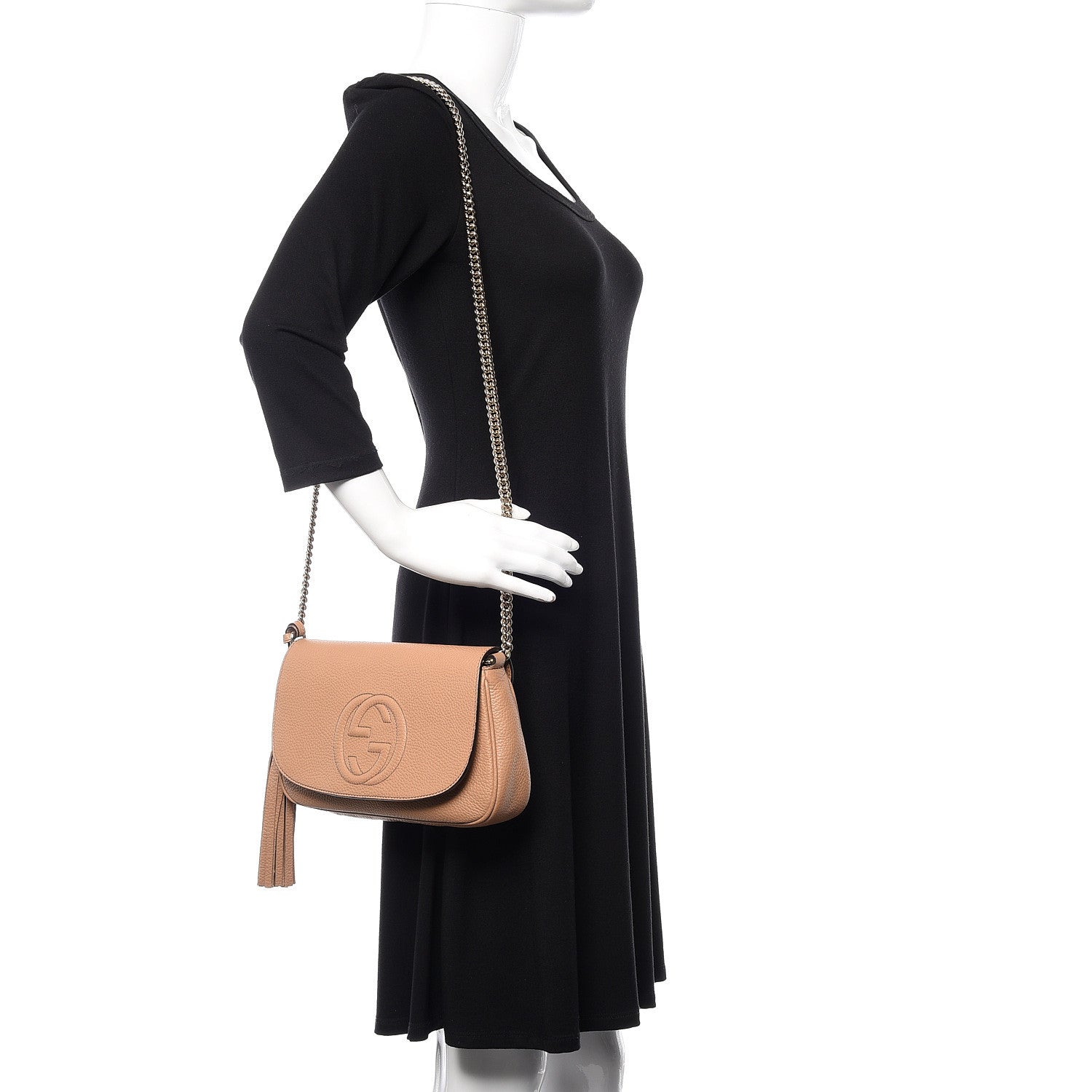 Gucci Pebbled Calfskin Medium Soho Flap Crossbody Camelia 2 of 10