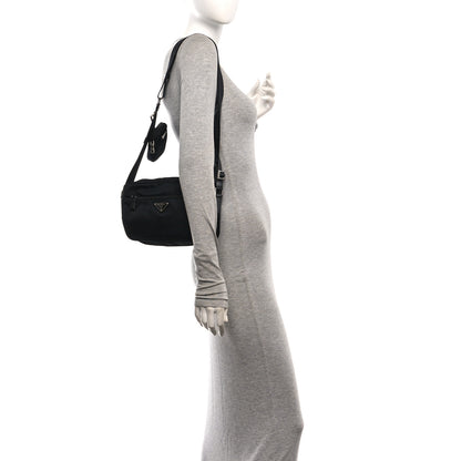 Prada Re-Nylon Vela Saffiano Pocket Double Zip Shoulder Bag Black Black 2 of 10