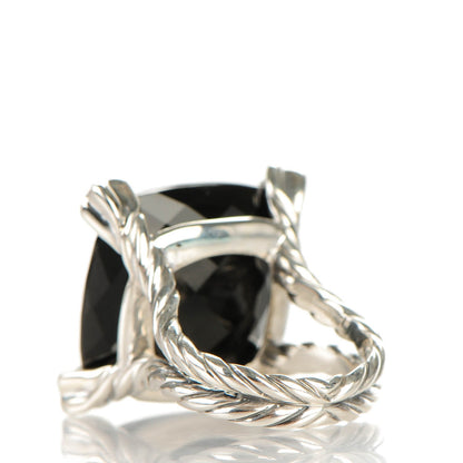 David Yurman Sterling Silver Black Onyx Pave Diamond 20mm Cushion On Point Ring 51.5 6 3 of 5