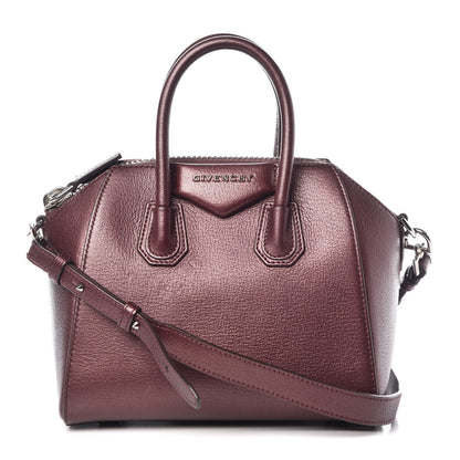 Givenchy Metallic Sugar Goatskin Mini Antigona Oxblood 1 of 14