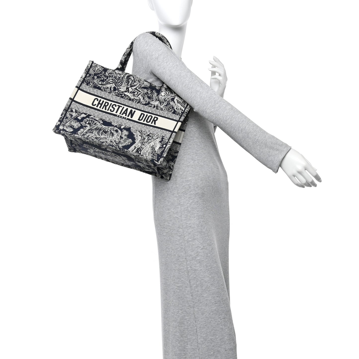 Canvas Embroidered Medium Dioriviera Toile De Jouy Reverse Book Tote Blue