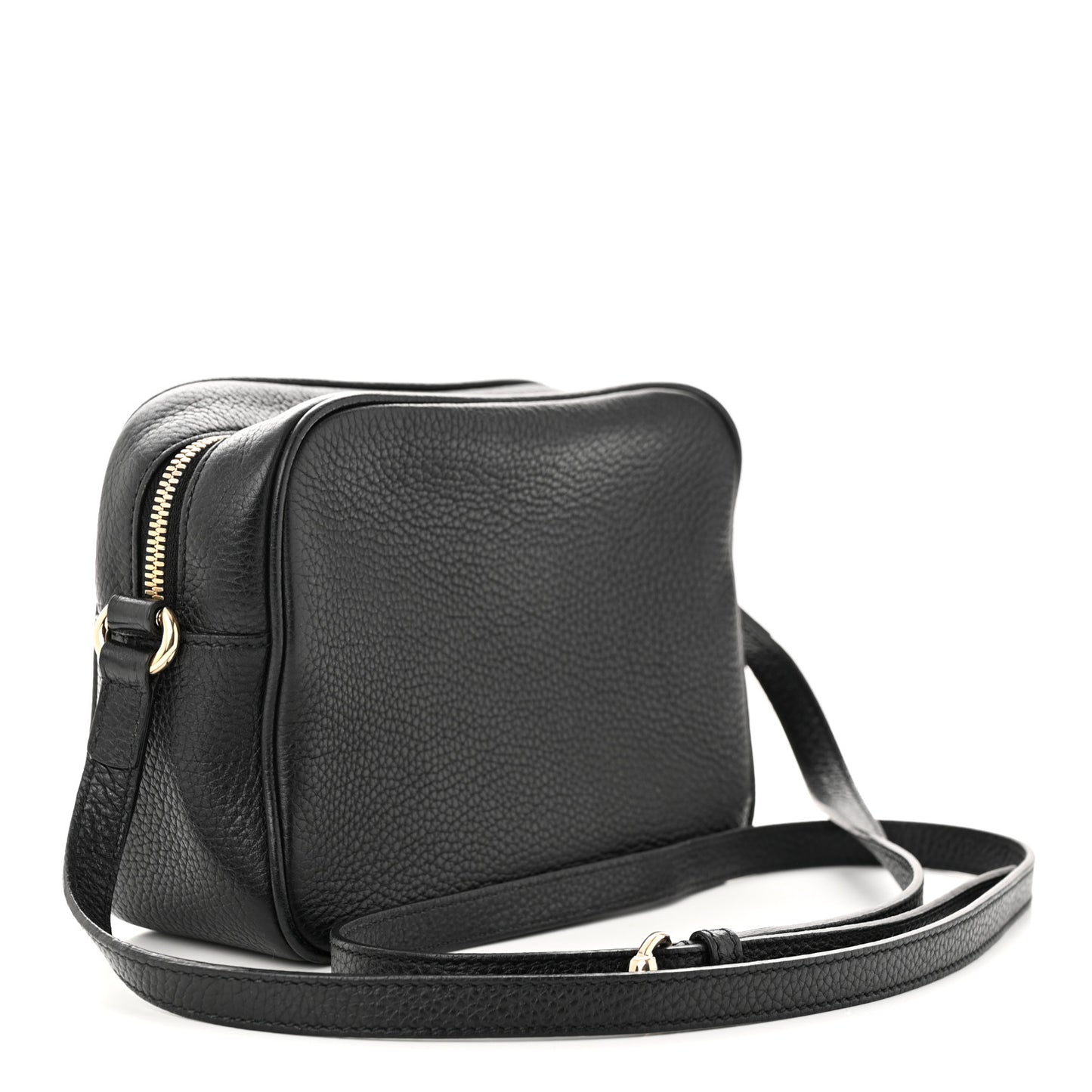 Pebbled Calfskin Small Soho Disco Bag Black