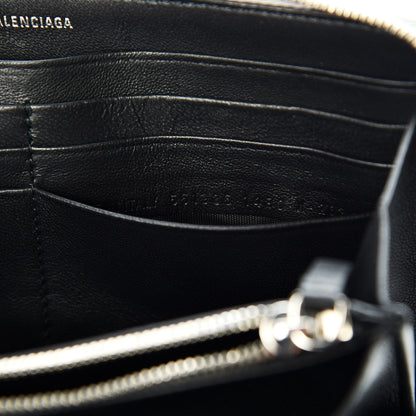 Balenciaga Metallic Calfskin Losange Monogram Everyday Continental Zip Around Wallet Silver Black White 7 of 9
