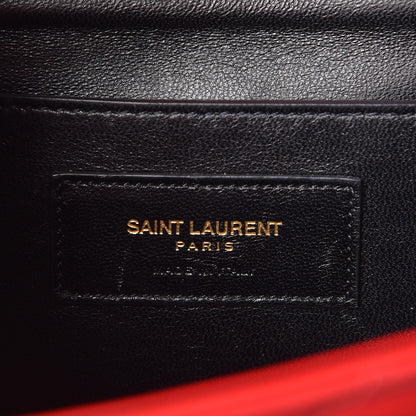 Saint Laurent Lambskin Matelasse Medium Monogram Satchel Lipstick Red 7 of 11