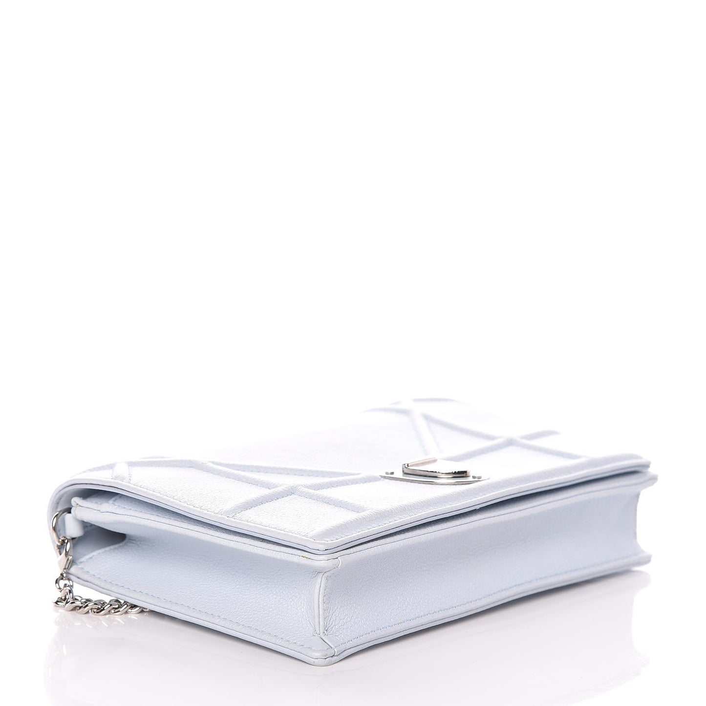 Grained Calfskin Diorama Wallet on Chain Pouch Light Blue