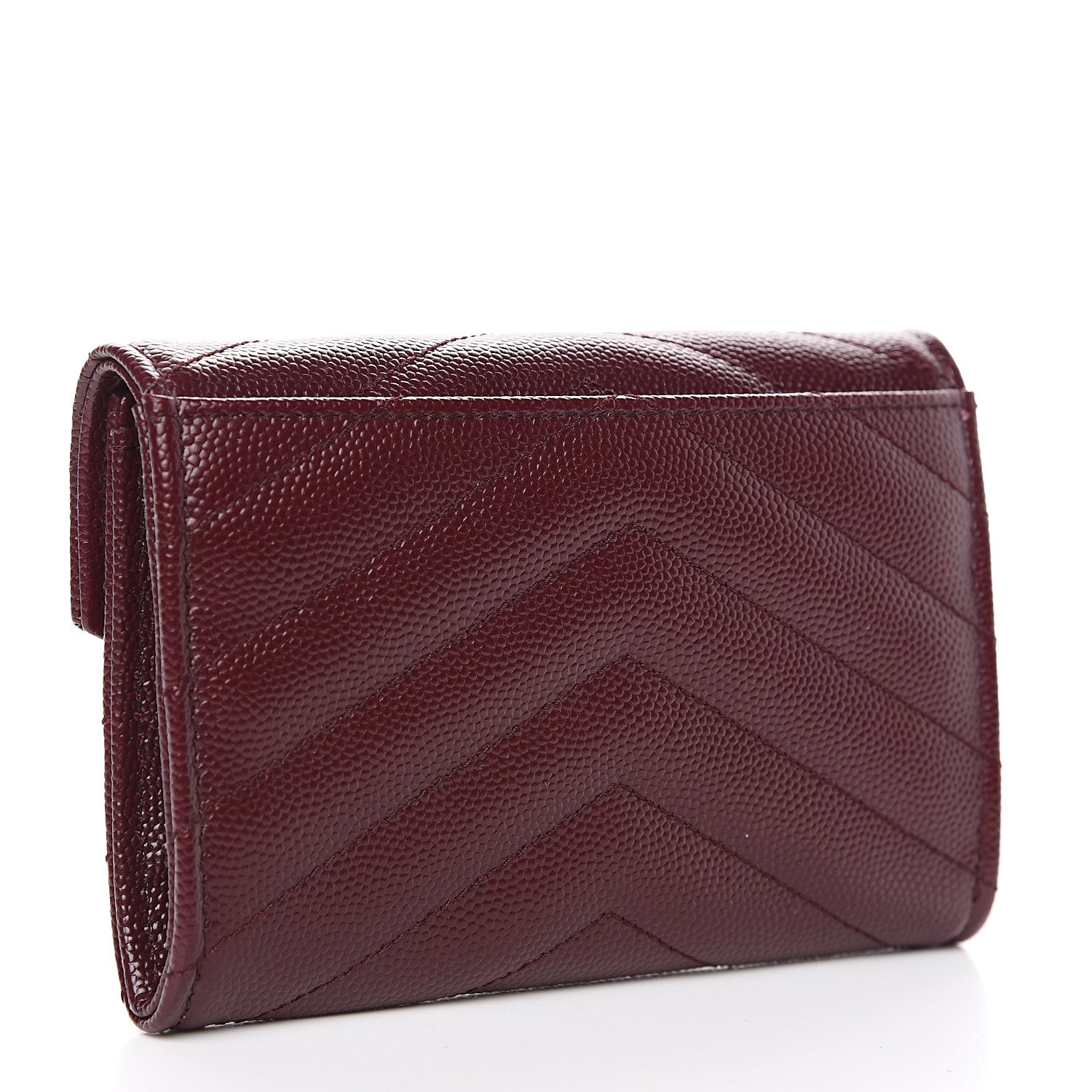 Saint Laurent Grain De Poudre Matelasse Chevron Small Monogram Envelope Wallet Burgundy 2 of 6