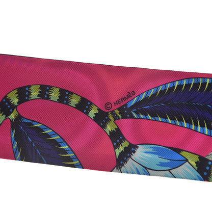 Hermes Silk The Savana Dance Twilly Rose Indien Indigo Vert 4 of 4