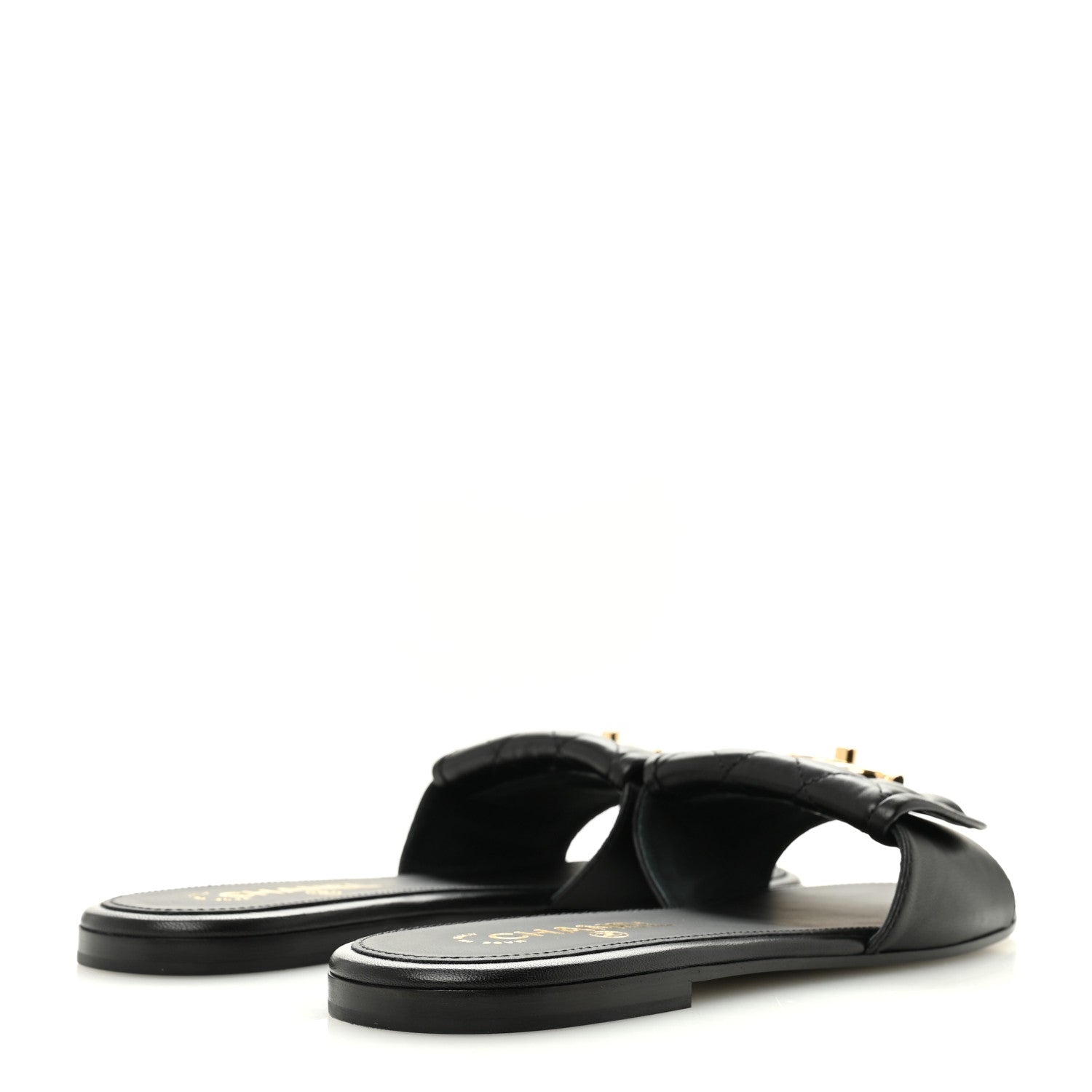 Chanel Lambskin Quilted Turnlock Flat Mules 39 Black 39.5 Black 5 of 10