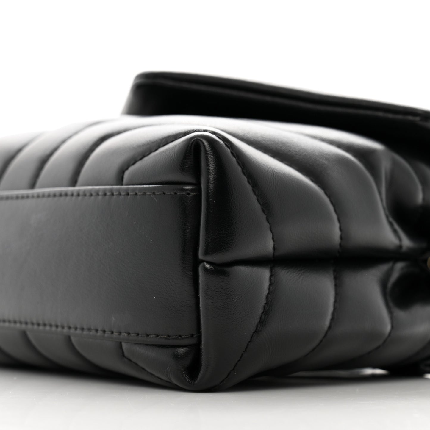 Calfskin Y Quilted Monogram Monochrome Toy Loulou Crossbody Bag Black