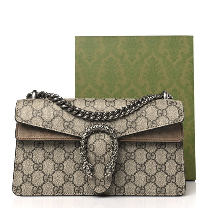 Gucci GG Supreme Monogram Suede Crystal Small Dionysus Shoulder Bag Beige Ebony Taupe 10 of 10