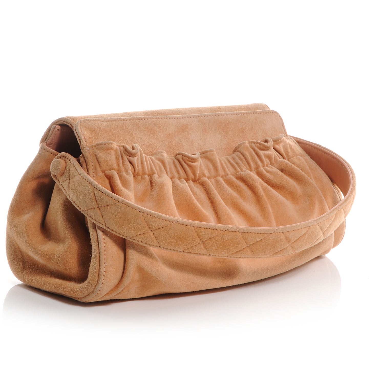 Suede Top Handle Flap Satchel Peach