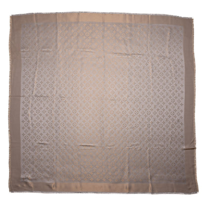 Louis Vuitton Silk Lurex Wool Monogram Shine Shawl Charcoal Greige 1 of 5
