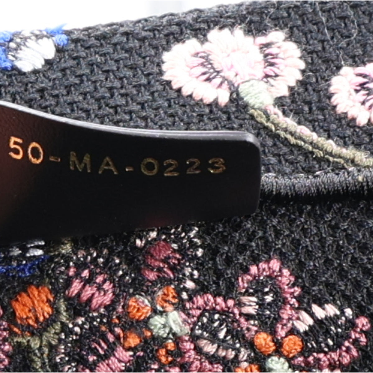 Canvas Embroidered Medium Petites Fleurs Book Tote Black Multicolor