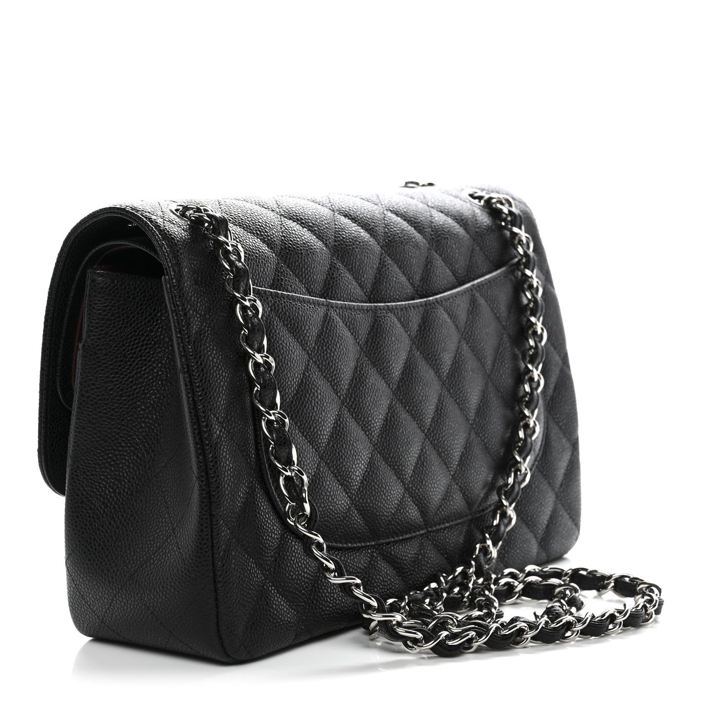Caviar Quilted Jumbo Double Flap Black