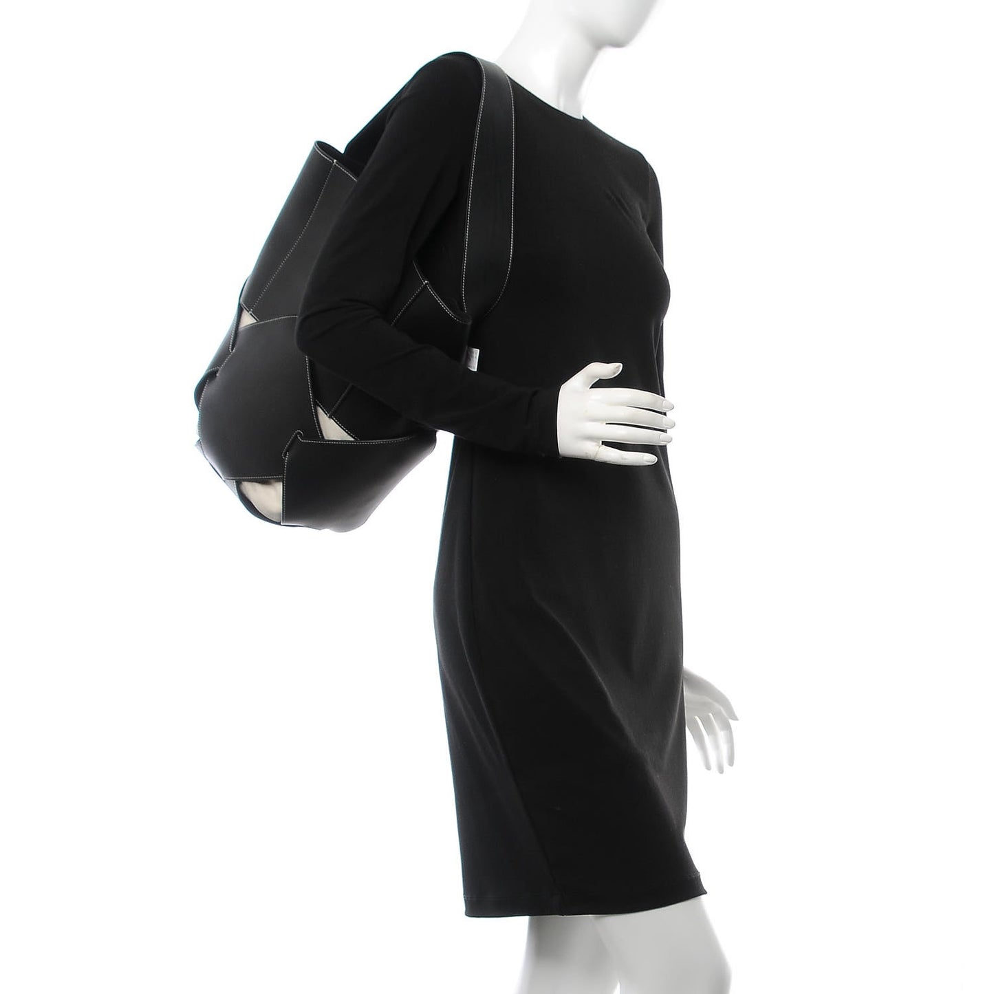 Natural Calfskin Large Holdall Shoulder Bag Black