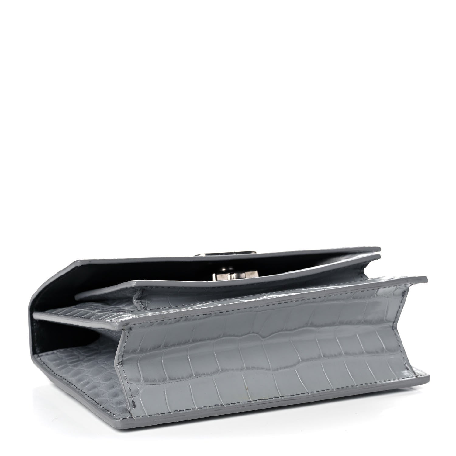 Balenciaga Shiny Calfskin Crocodile Embossed XS Sharp Top Handle Bag Balenciaga Grey 4 of 13