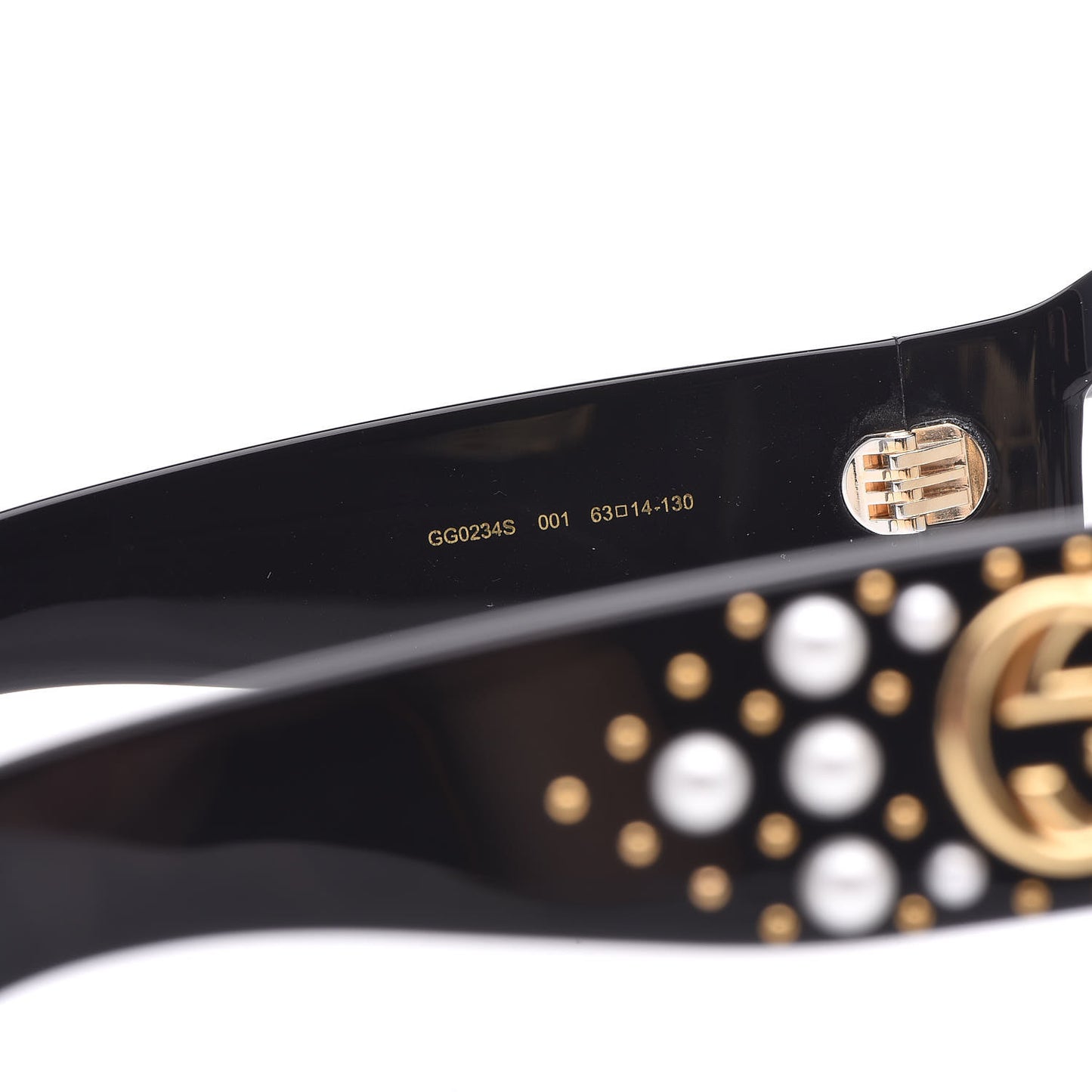 Acetate Pearl Rectangular Frame Sunglasses GG0234S Black