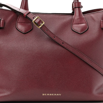 Burberry Grainy Calfskin House Check Medium Banner Tote Mahogany Red 8 of 15