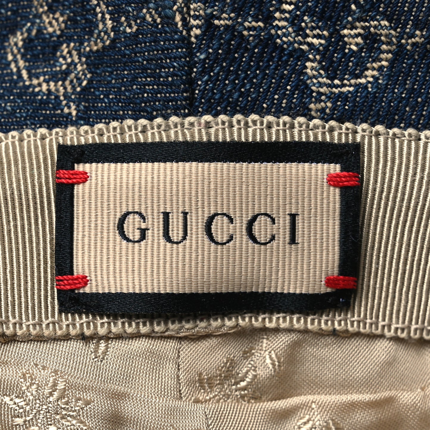 Washed Jacquard Denim Nappa GG Monogram Oscar Bucket Hat XL Denim Cuir