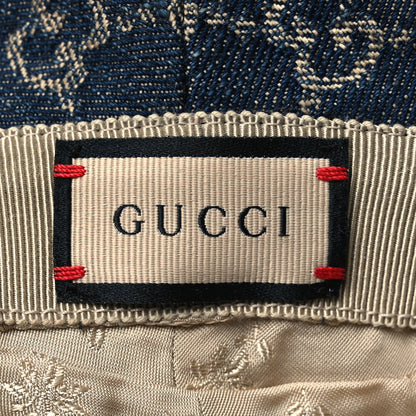 Gucci Washed Jacquard Denim Nappa GG Monogram Oscar Bucket Hat XL Denim Cuir 8 of 10