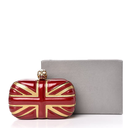 Alexander McQueen Patent Calfskin Britannia Skull Box Clutch Intense Red 12 of 12