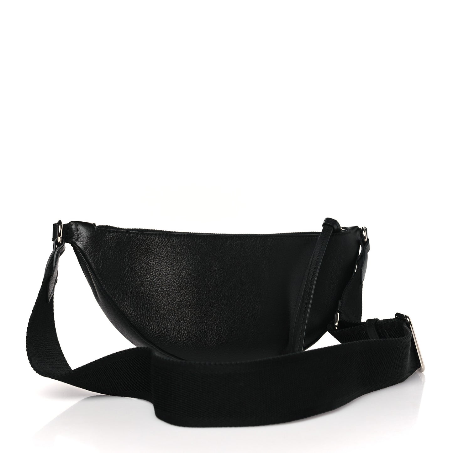 Calfskin Logo Embossed Half Moon Shoulder Bag Black