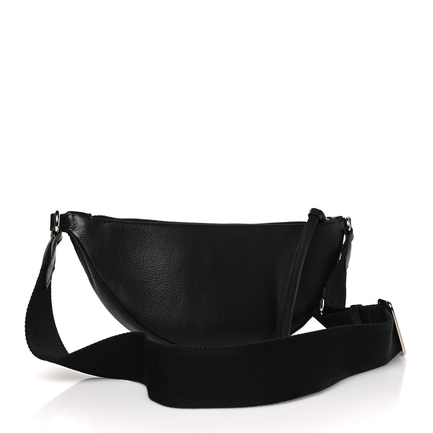 Jimmy Choo Calfskin Logo Embossed Half Moon Shoulder Bag Black 3 of 9