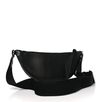 Jimmy Choo Calfskin Logo Embossed Half Moon Shoulder Bag Black 3 of 9